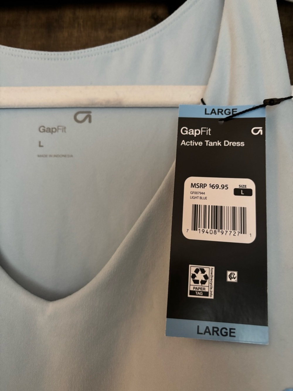 GAP GapFit Light Blue Sleeveless V-Neck Athletic Dress - Picture 2 of 2